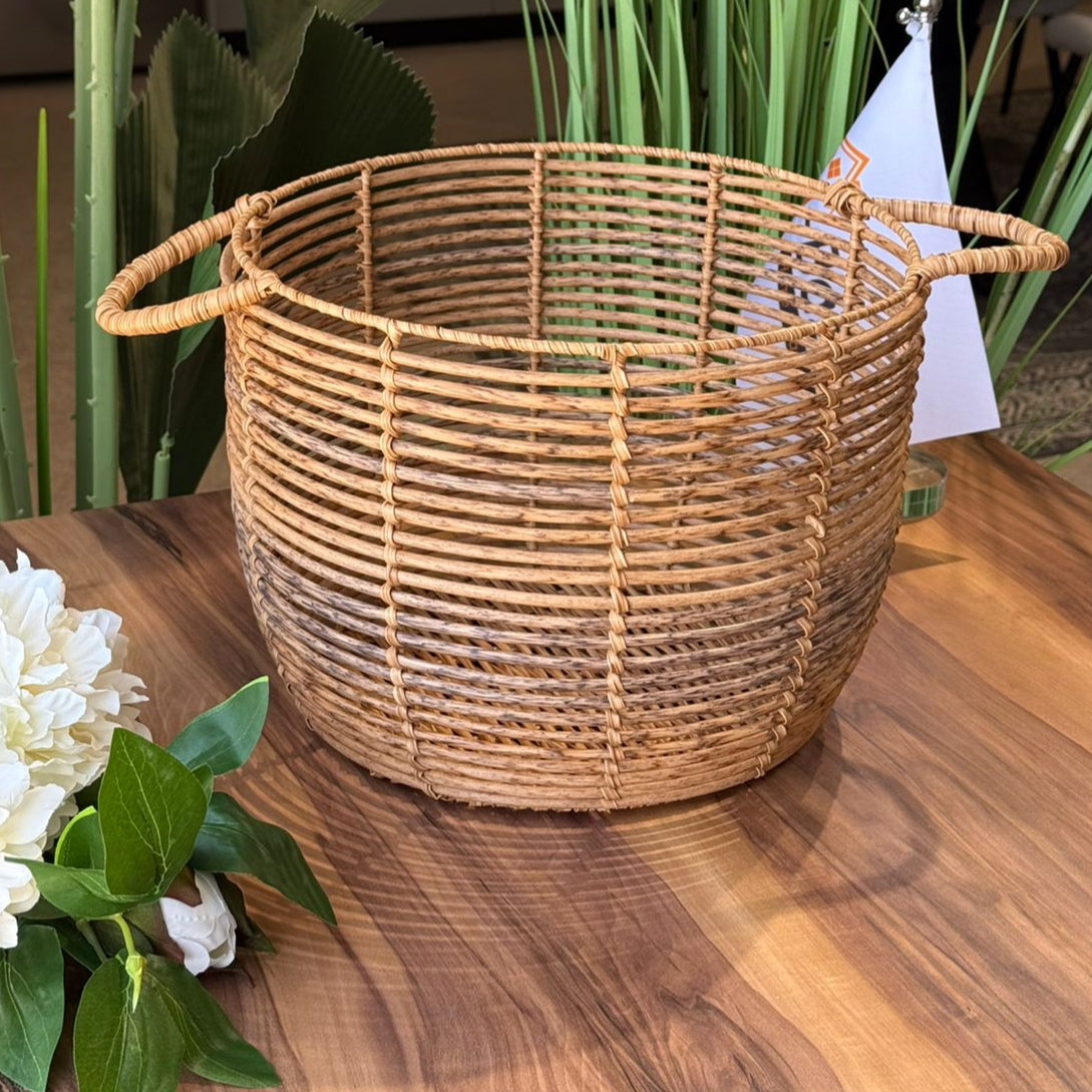 Natural Round Woven Rattan Storage Basket Set