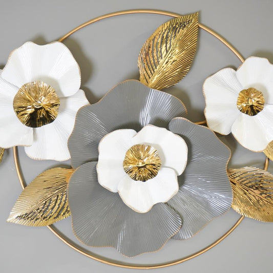 Elegant Metal Floral & Leaves Wall Decoration