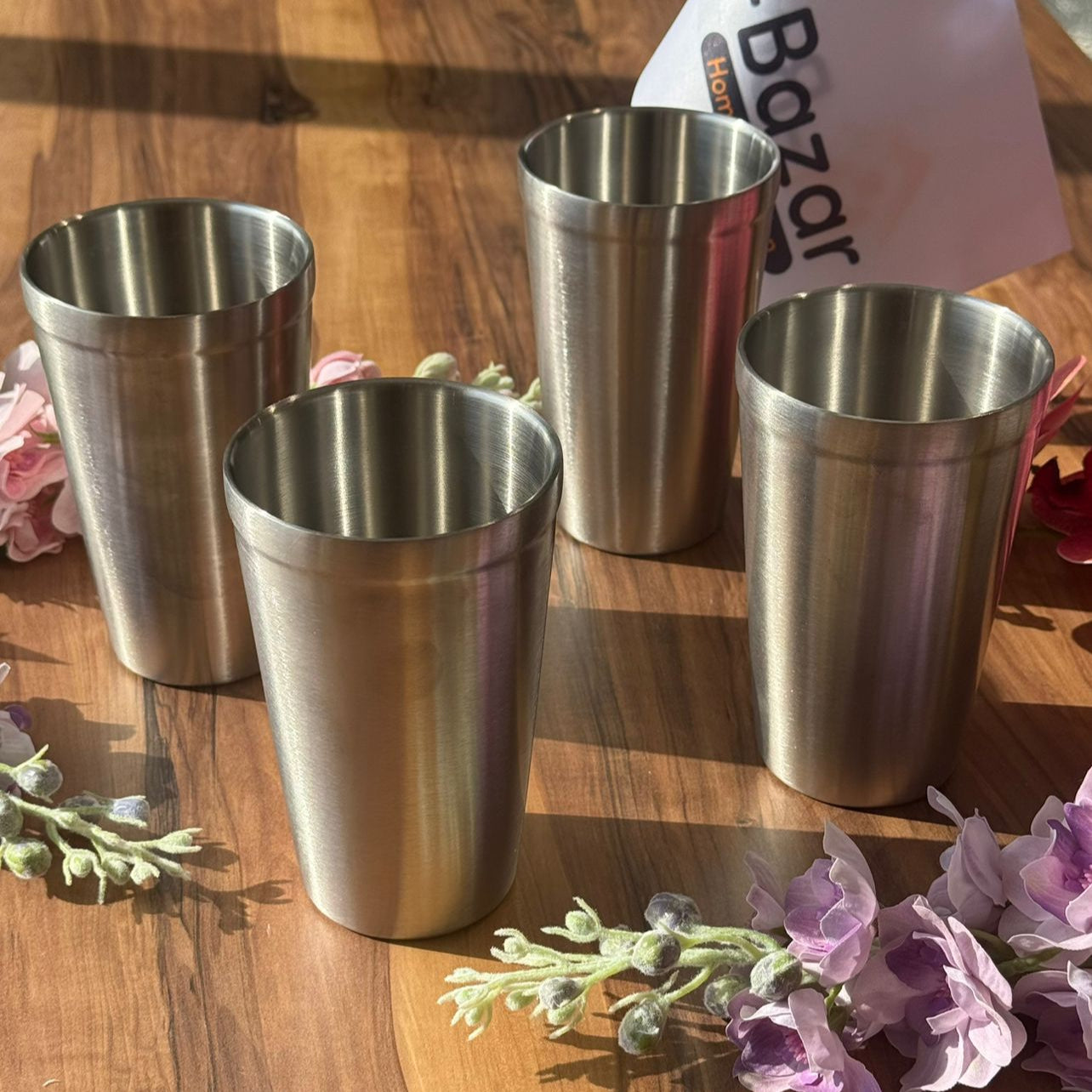 كوب شرب فضي فاخر من الفولاذ المقاوم للصدأ