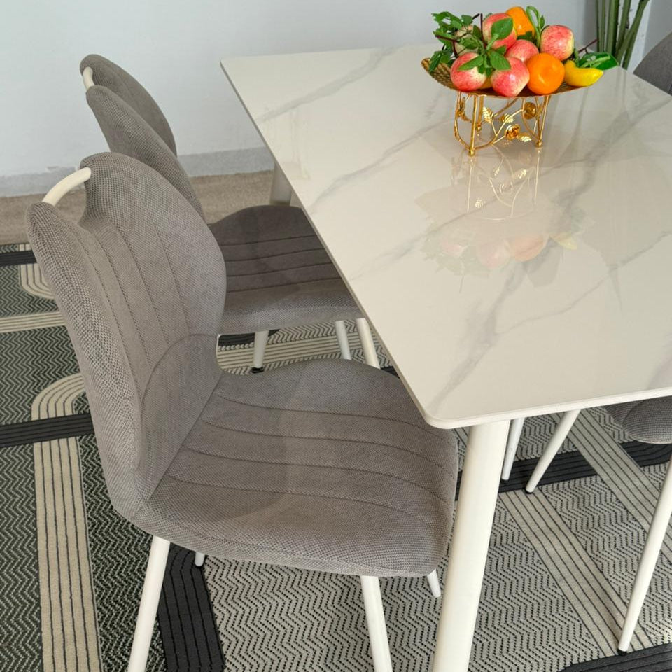 Dany Table and Roza Chairs Dining Set - White & Grey