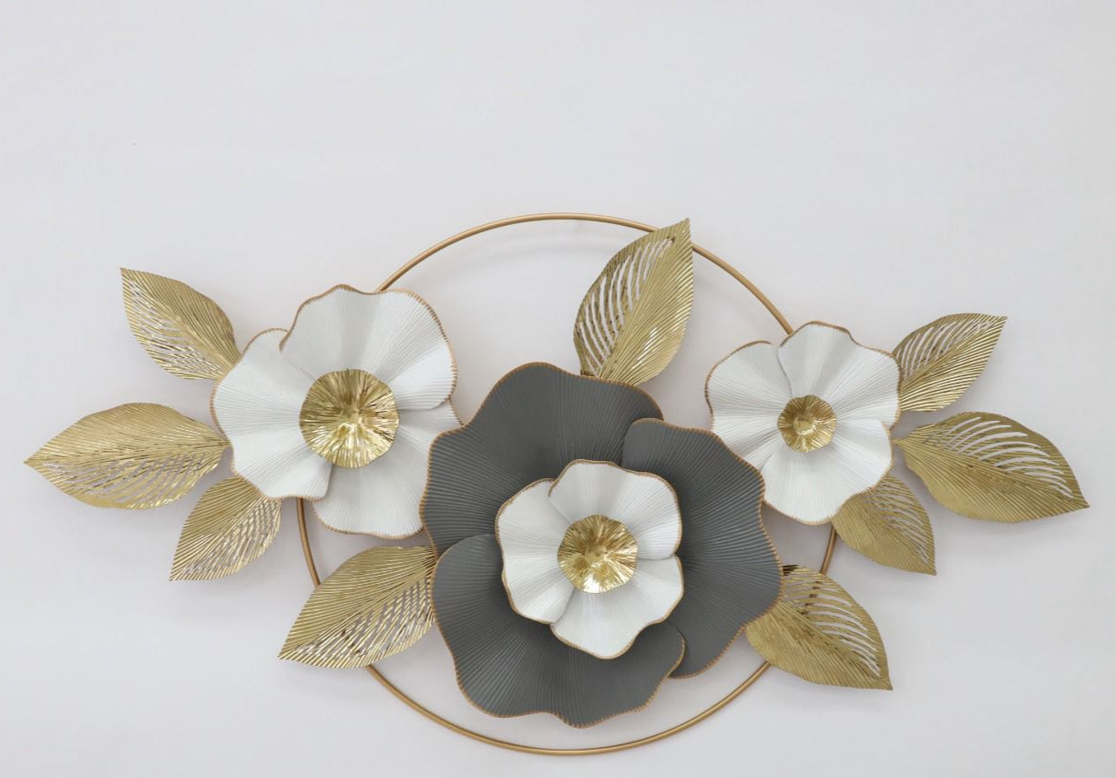 Elegant Metal Floral & Leaves Wall Decoration