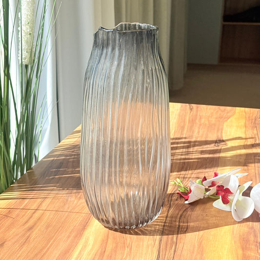 Ripple Smoke Glass Vase