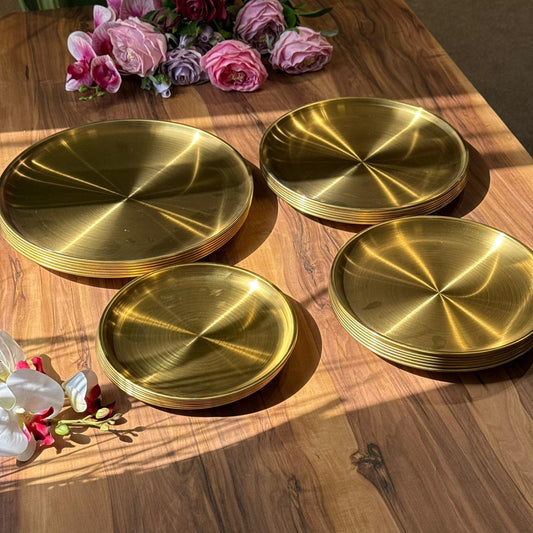 Multi-Purpose Gold Stainless Steel Plates & Trays