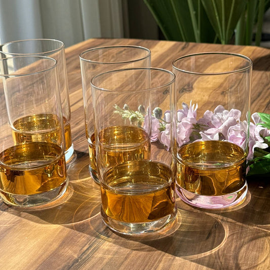 Golden Base Elegance Glass Set - 6 Pieces