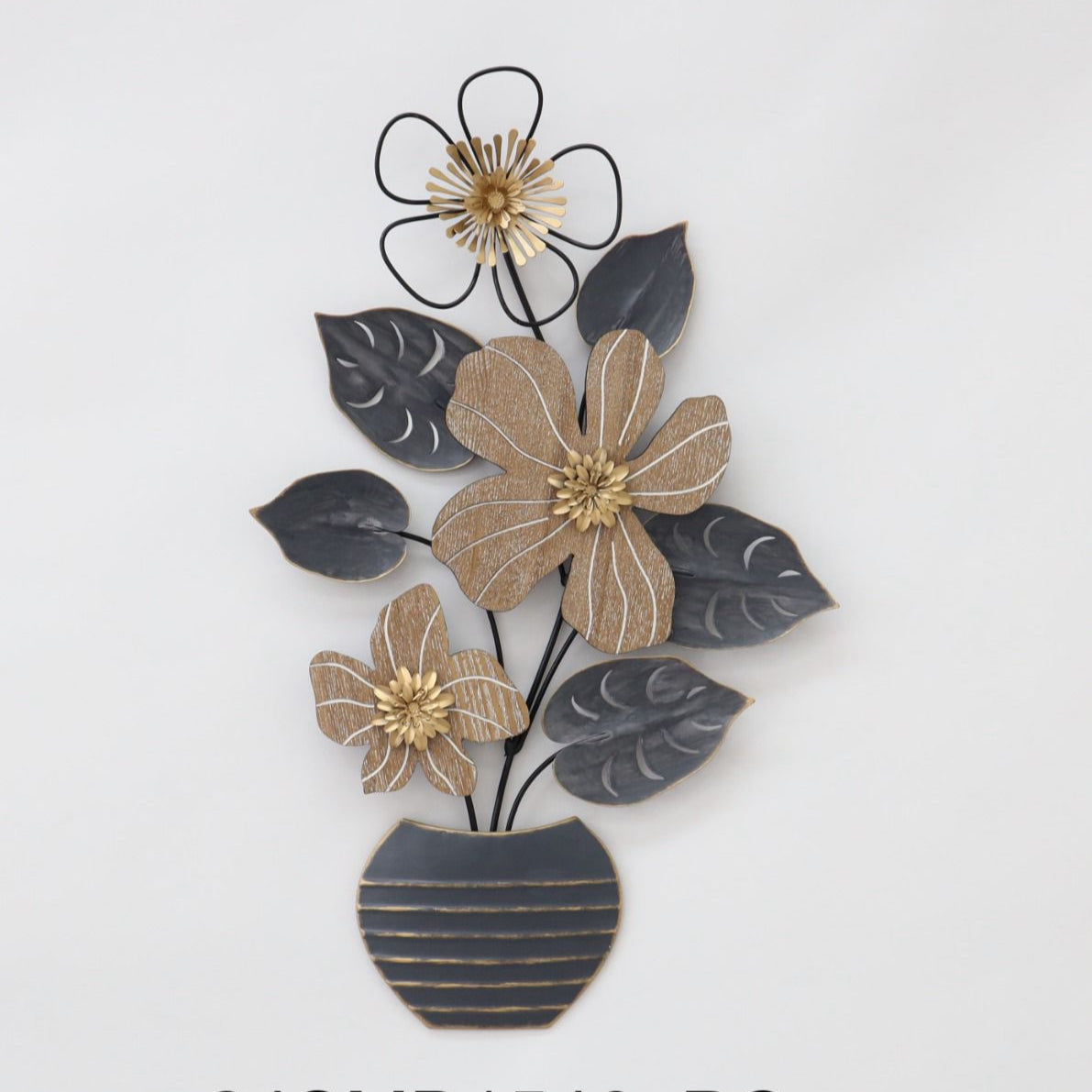 Metal Vase With Flowers Wall Decor