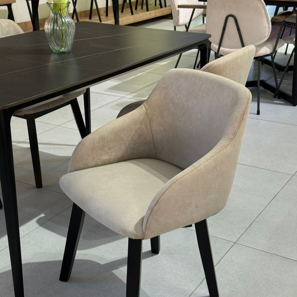 Black Marble Table & Louis ZAN Chairs Dinning Set
