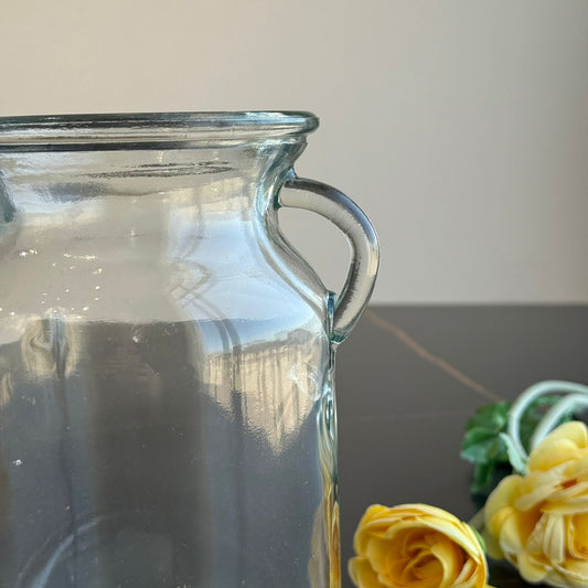 Classic Handle Clear Glass Vase