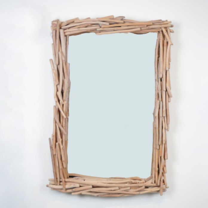 Natural Wood Wall Mounted Mirror