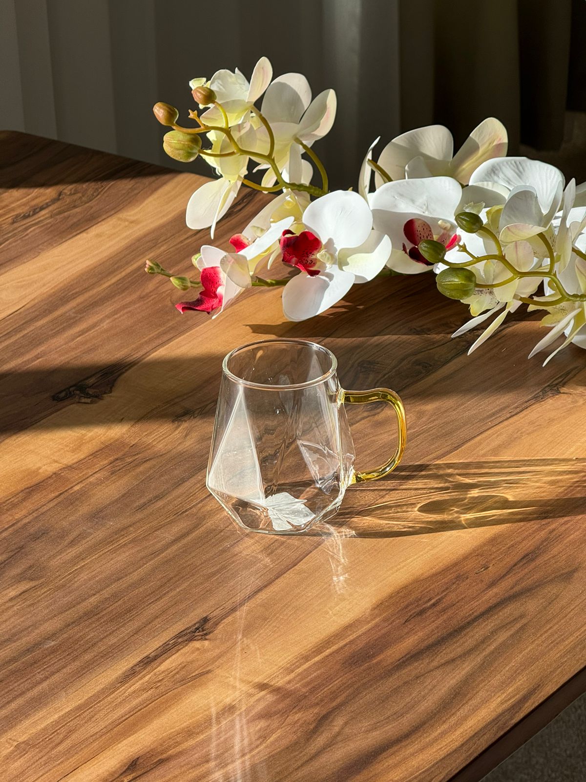 Set Of Trasparent Diamond Pattern Glass Mug