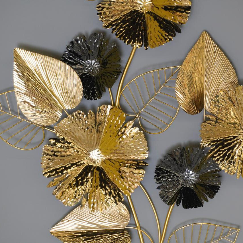 Metal Leaf & Flower Wall Decoration