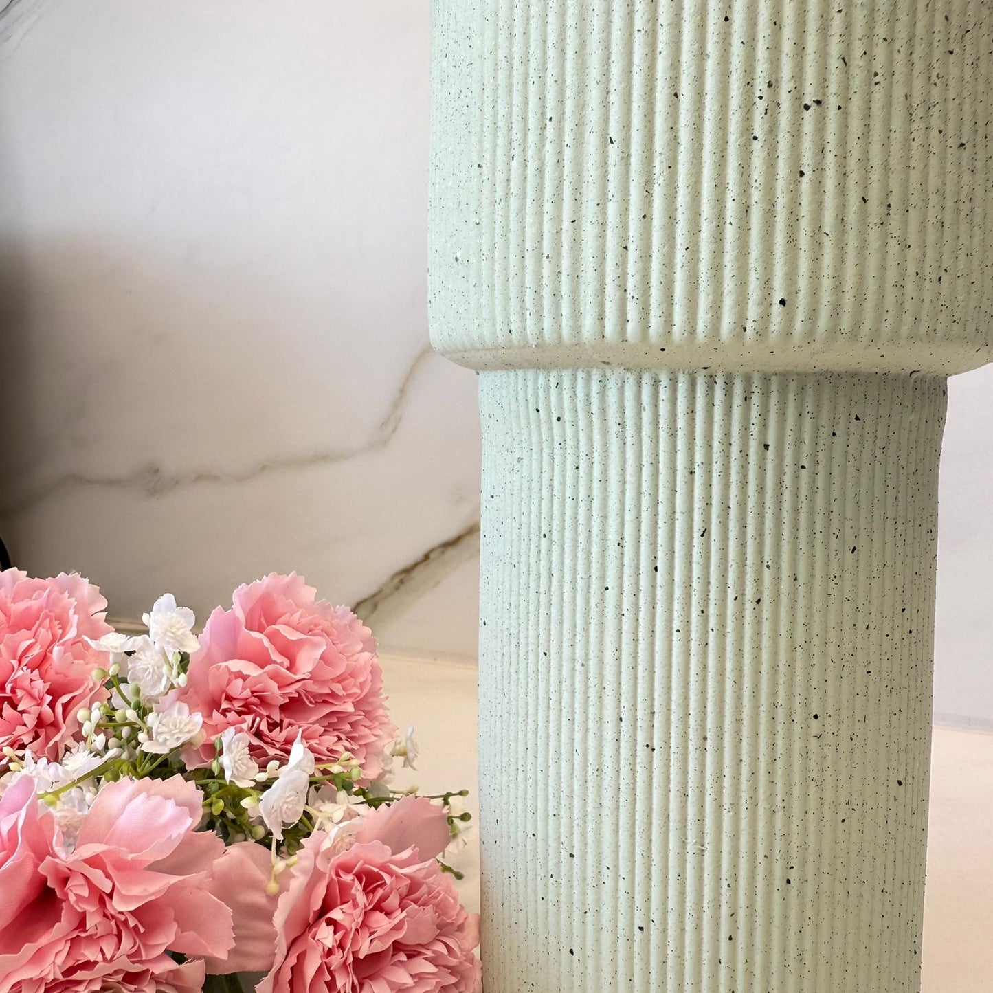 Modern Ribbed Sage Ceramic Vase