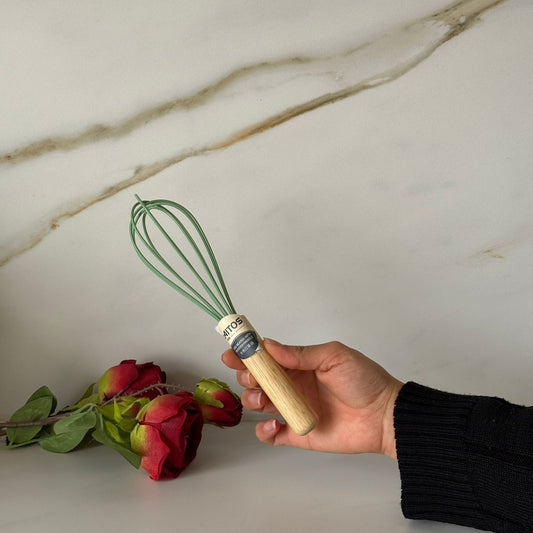 Non-Stick Silicone Whisk with Wooden Handle