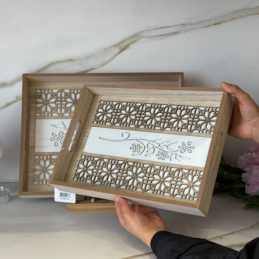 Luxury Wooden Serving Tray Set