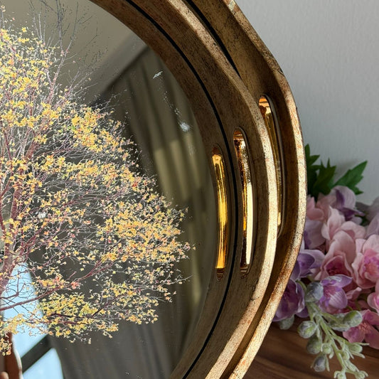 Round Luxury Serving Tray With Tree Artwork
