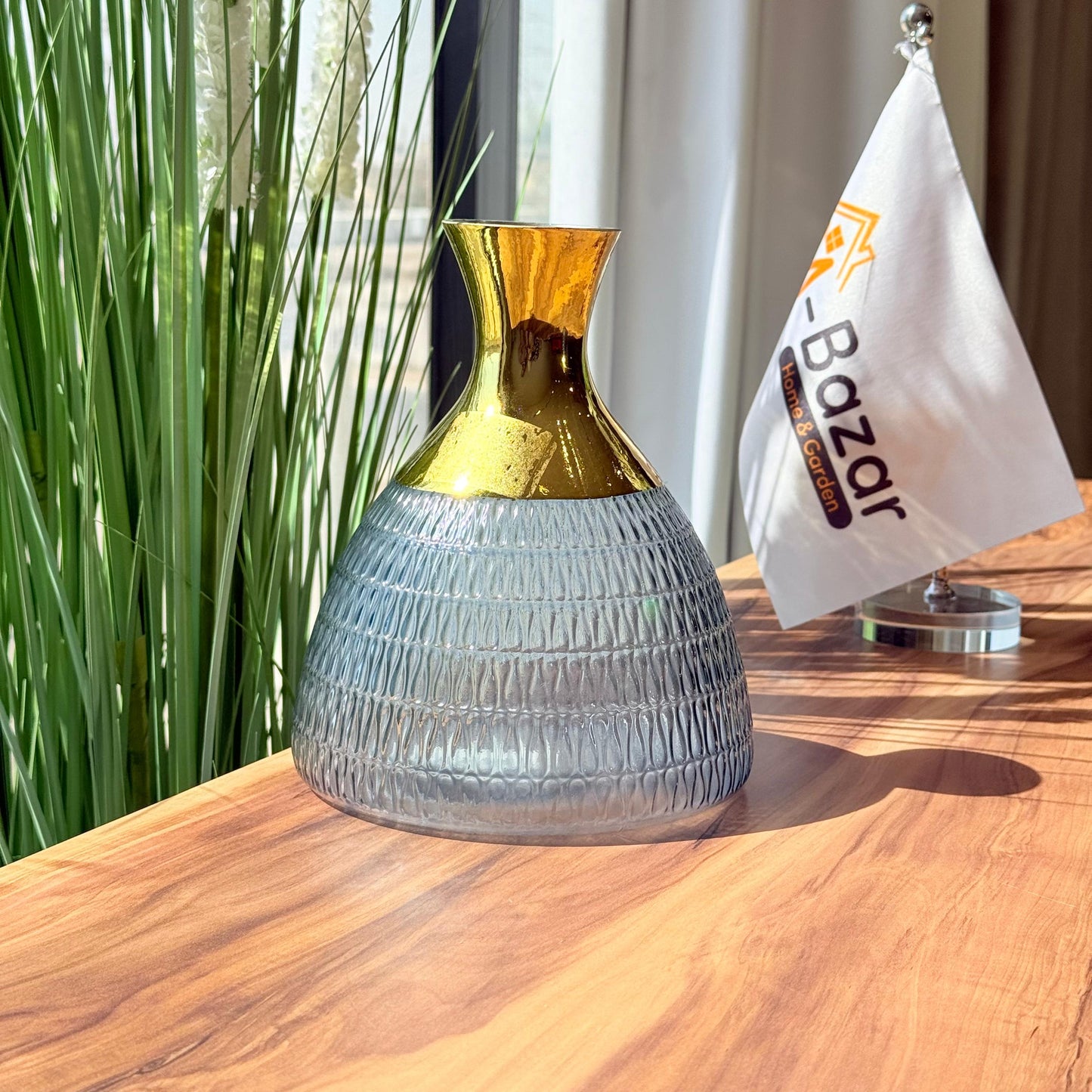 Golden Ember Textured Glass Vase