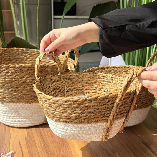 Two-Tone Seagrass Basket Set