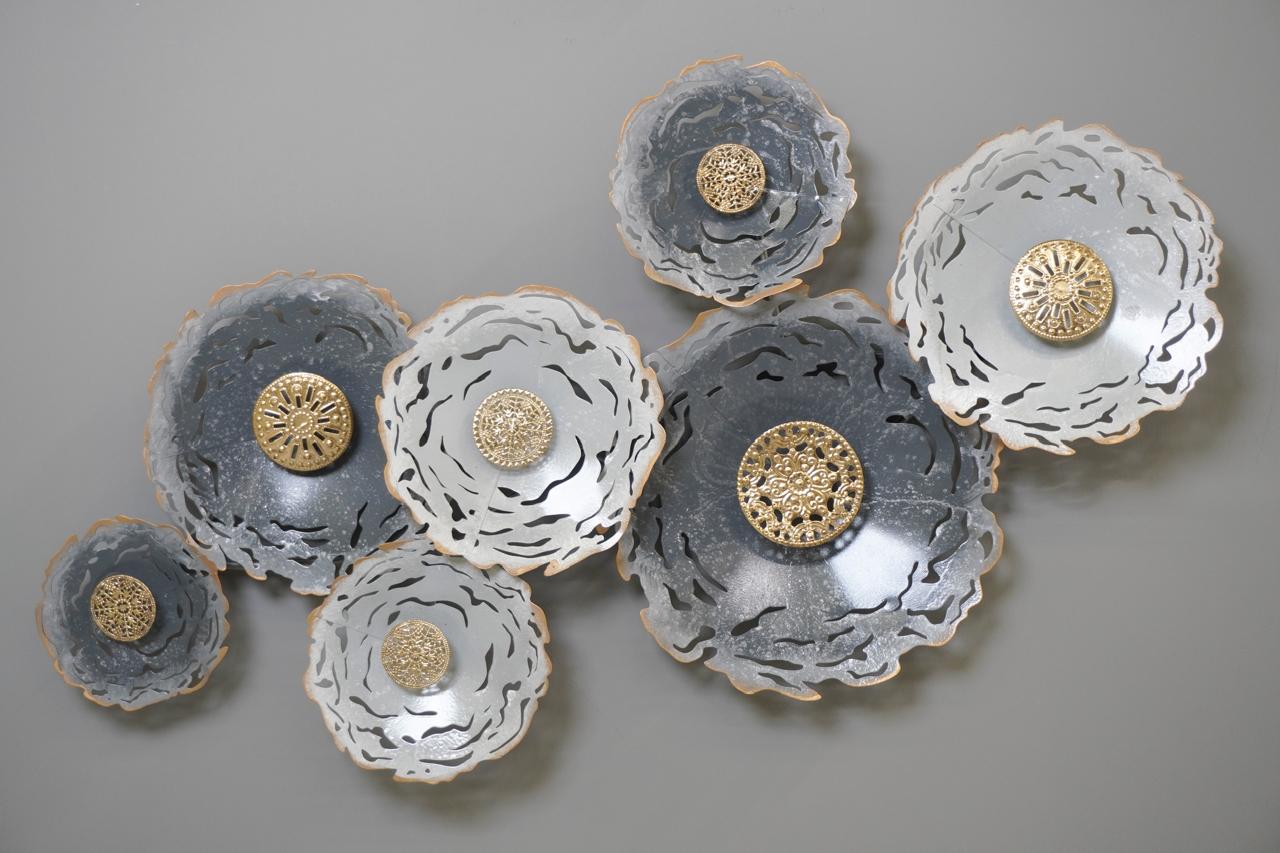 Metal Grey Floral Wall Art Decoration