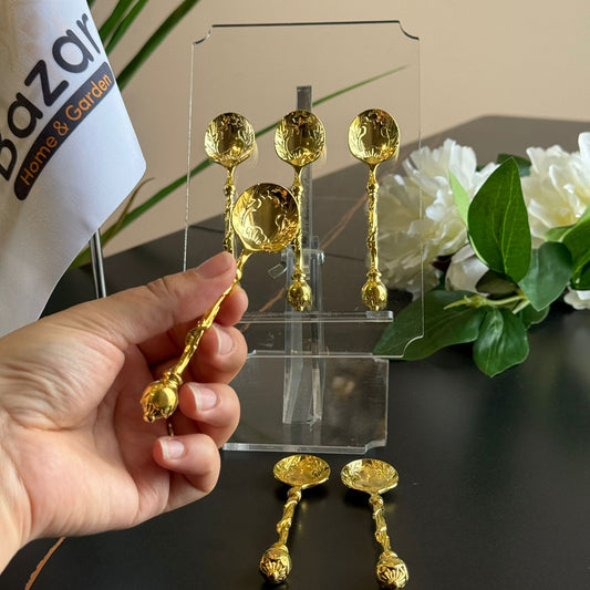 Royal Silver - Golden Vintage Pattern Spoons – Set of 6