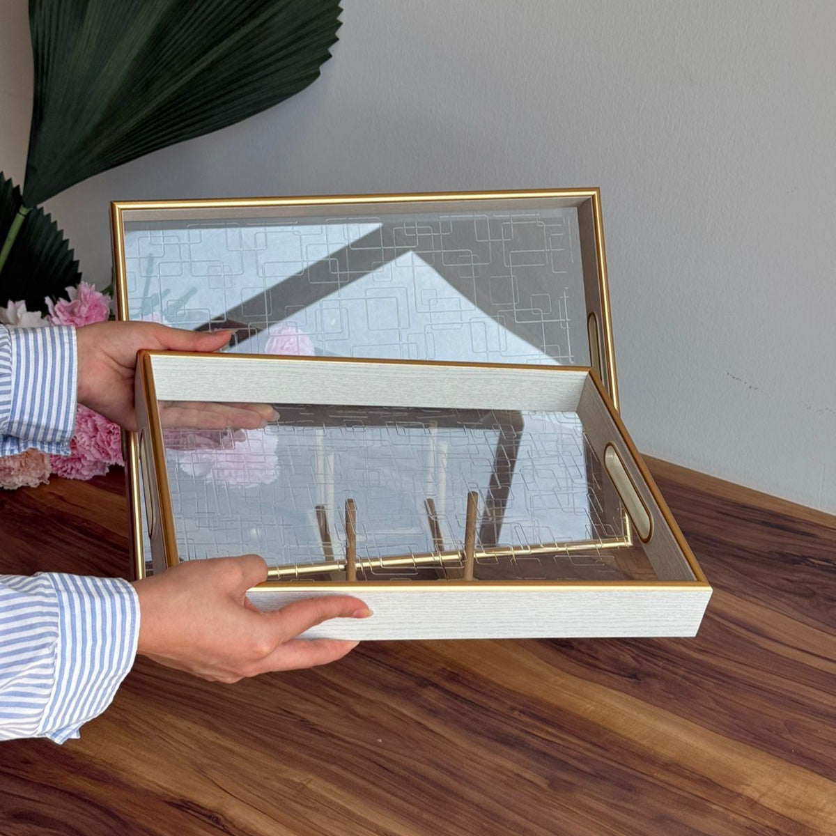 Sleek Gold Acrylic Accent Tray