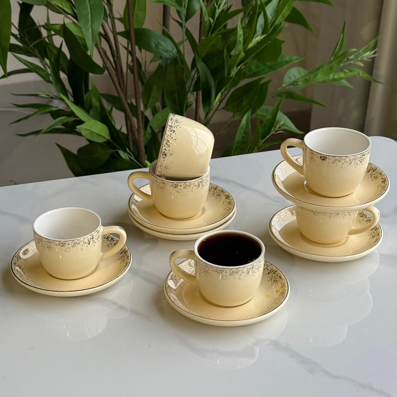 Elegant Stoneware Coffee Cup & Saucer Set