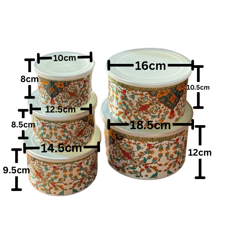 Set Of 5- PCS Ornate Heritage Storage Boxes With Lids