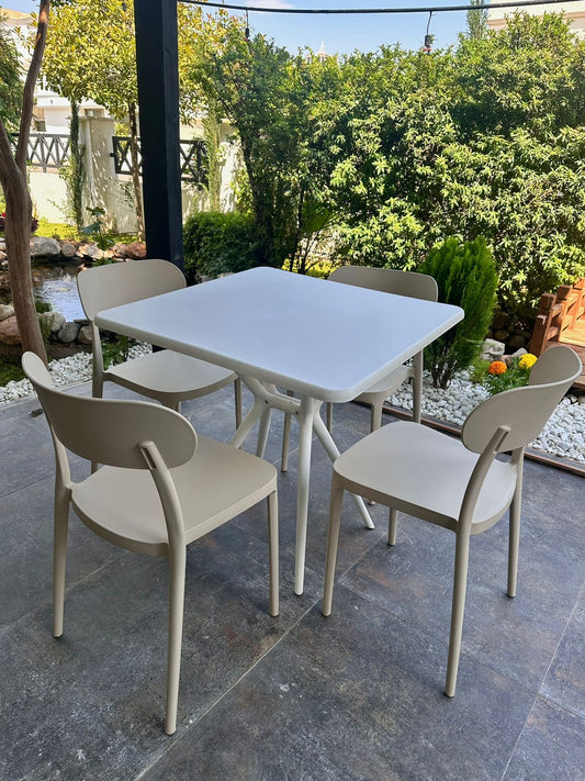 Hely Plastic Table & Lily Chair Outdoor Furniture Set