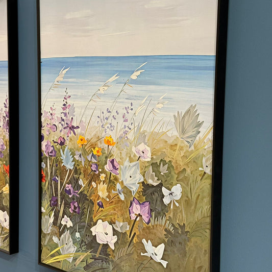 3 Pieces – Coastal Floral Landscape Framed Wall Art Set
