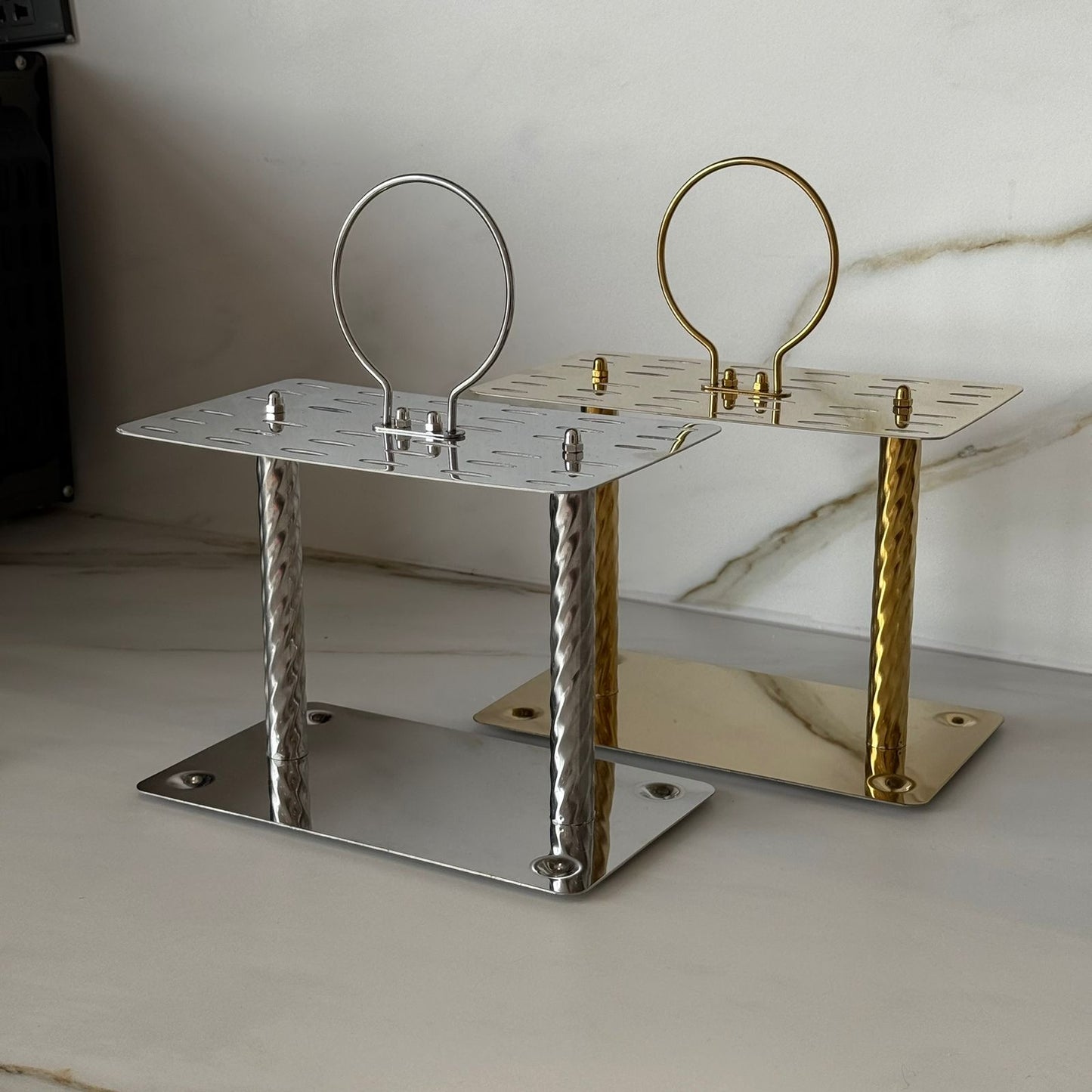 Luxury Gold Stainless Steel Cutlery Stand with Handle