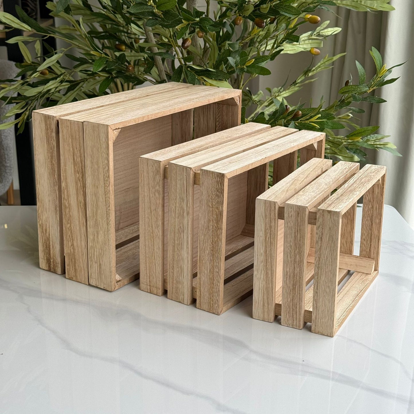 3-Sized Rustic Wooden Display Crate Set