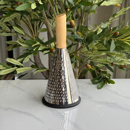 Multi-Purpose Stainless Steel Grater with Wooden Handle