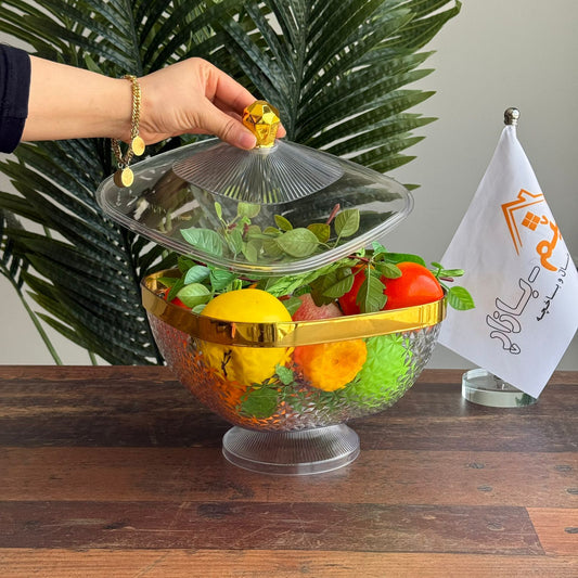 Luxury Decorative Serving Bowl with Lid & Gold Rim