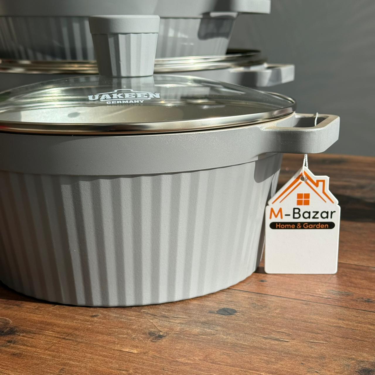 5-Piece High-Quality Cookware Set with Glass Lids & Heat Diffuser Base