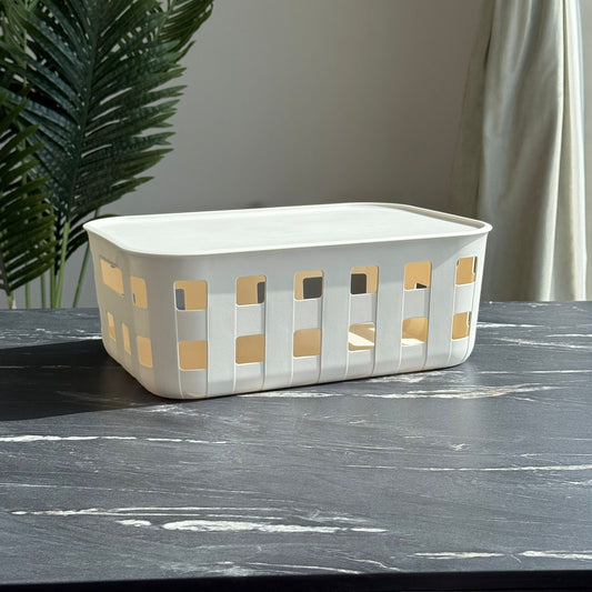 Ventilated Design Plastic Storage Baskets with Lid