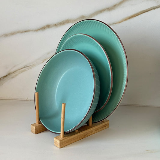 Vintage Green Ceramic Dinnerware Set - 18 PCS