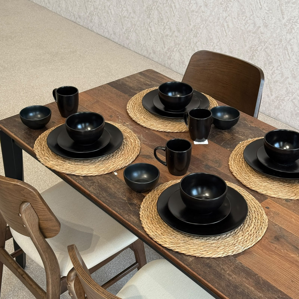 Luxury Black Ceramic Dinnerware Set - 25 PCS