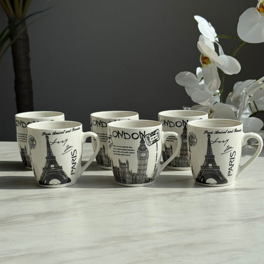 Vintage Ceramic Coffee Mug Set – 6 Pieces