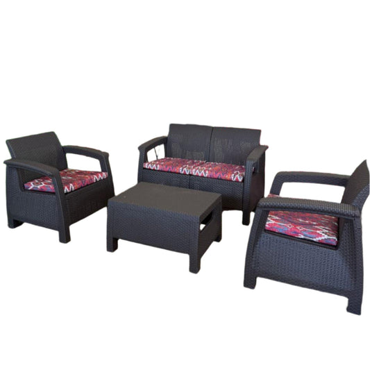 Modern Garden Seating Set - Brown & Decorative Cushion