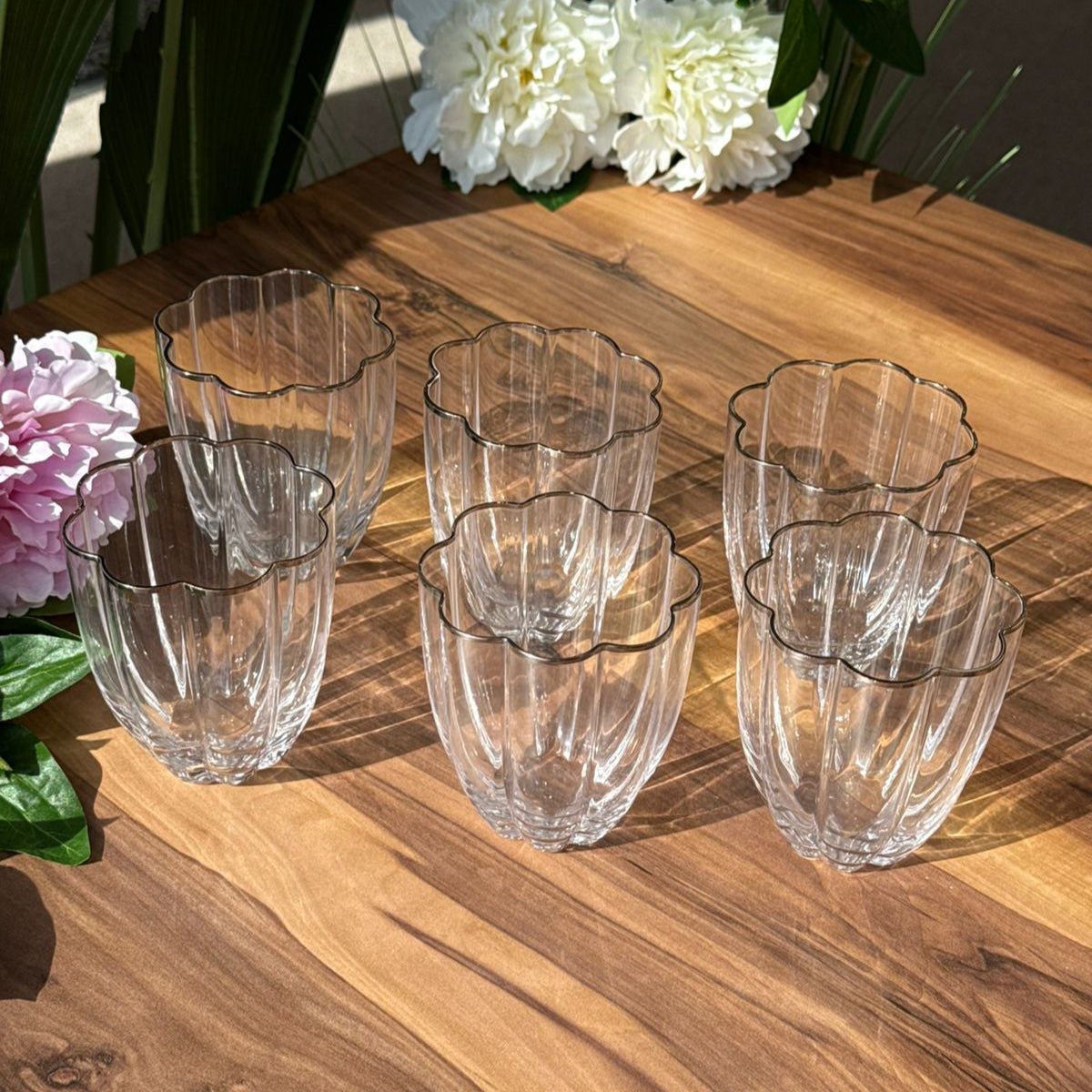 Golden & Silver Rim Crystal Glass Set