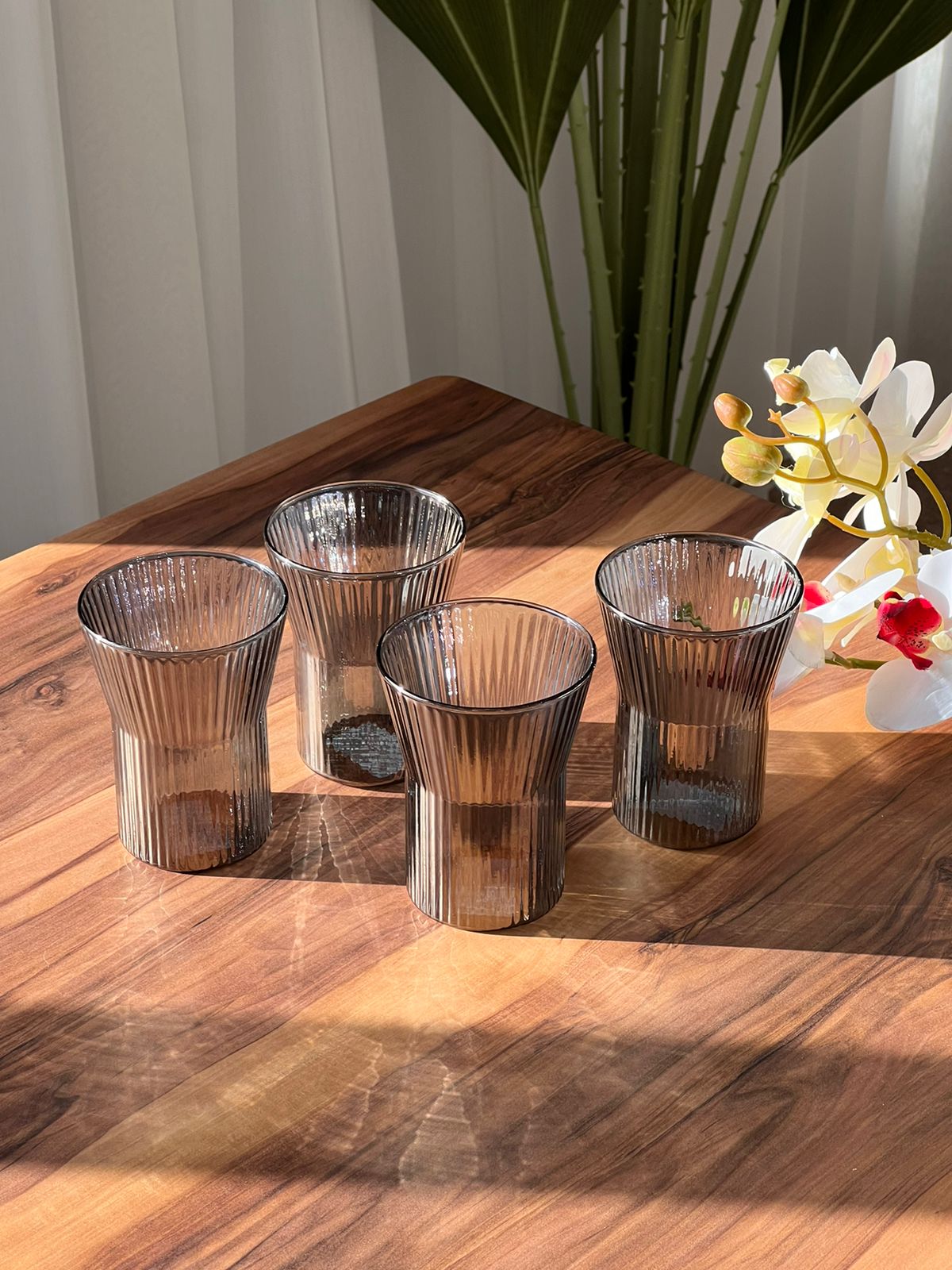 320ml Trasparent Iced Coffee Vertical Pattern Glass