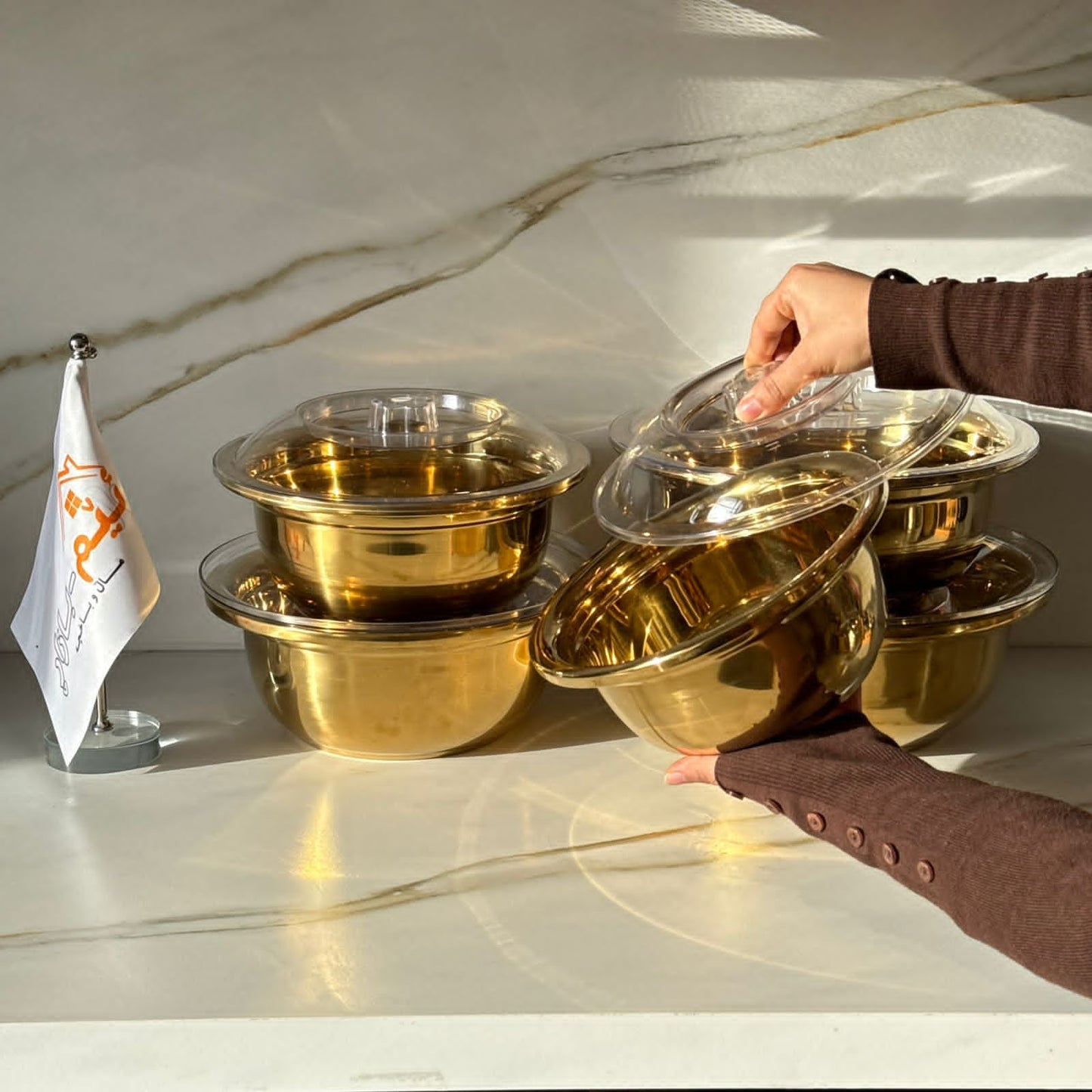 Elegant Gold Stainless Steel Bowl Set with Lids