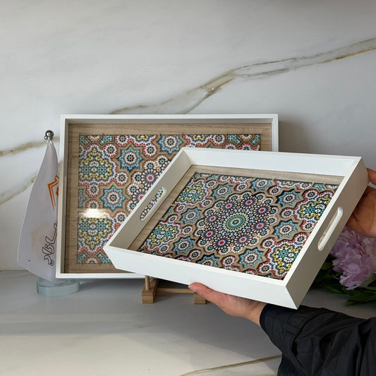 Decorative Wooden Serving Tray Set