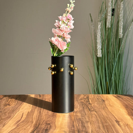 Luxury Matte Black Vases With Golden Accents