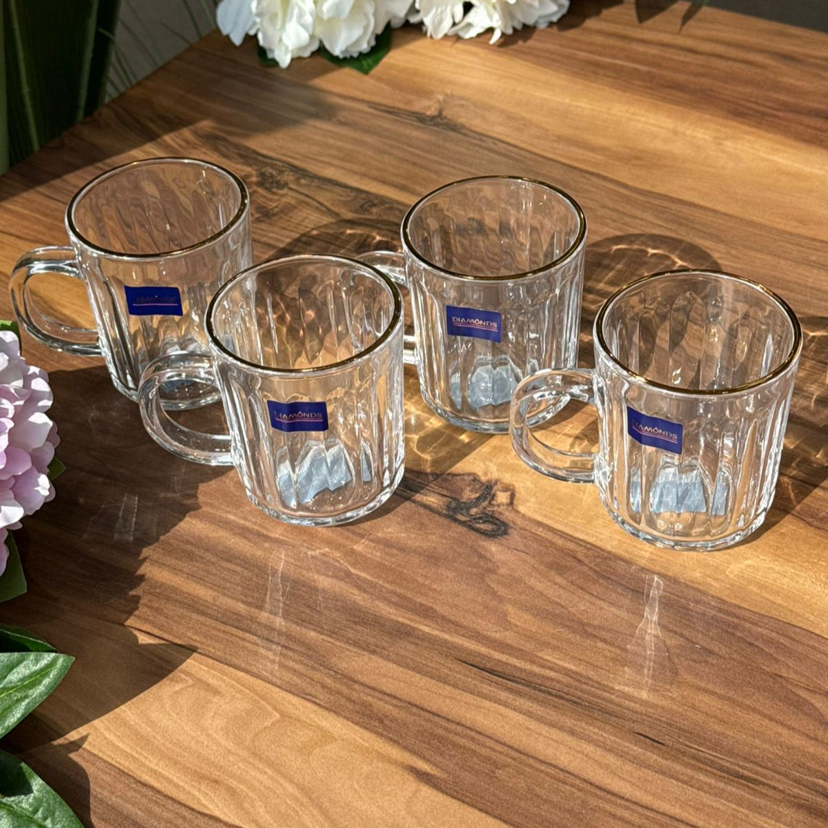Golden Rim Glass Cup Set - 6 Pieces