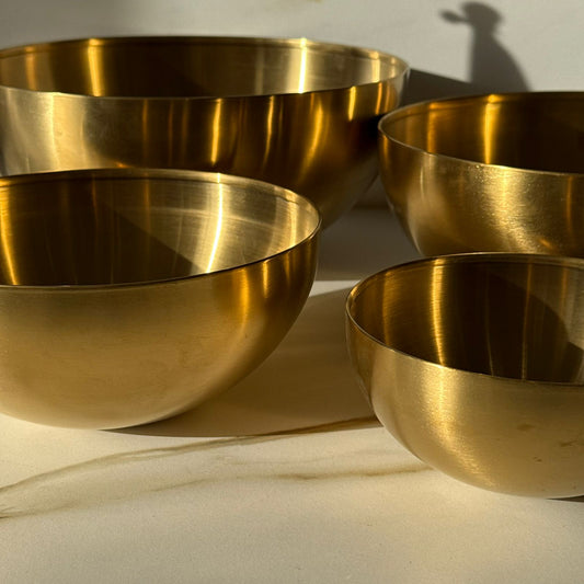 أوعية خلط وتقديم فاخرة متعددة الاستخدامات من الفولاذ المقاوم للصدأ باللون الذهبي