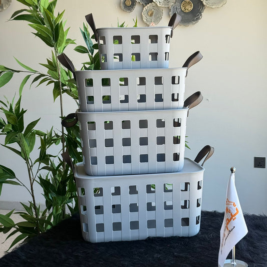Stackable & Ventilated Design Plastic Storage Baskets With Handles