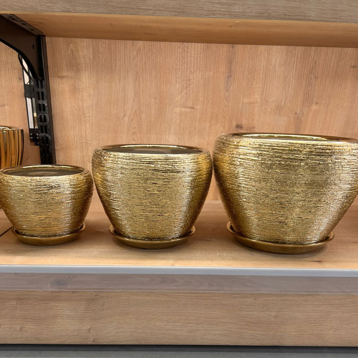 Vintage Gold Indoor/Outdoor Ceramic Planter