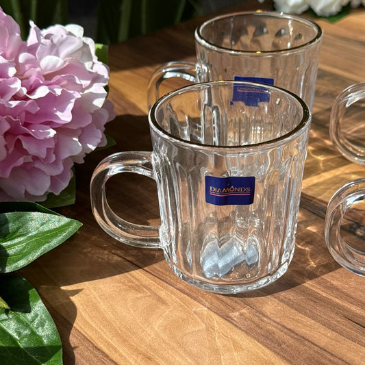 Golden Rim Glass Cup Set - 6 Pieces