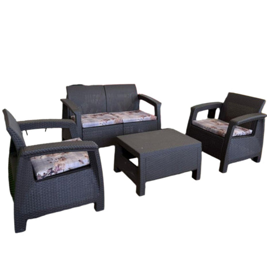 Modern Garden Seating Set - Brown & Decorative Cushion