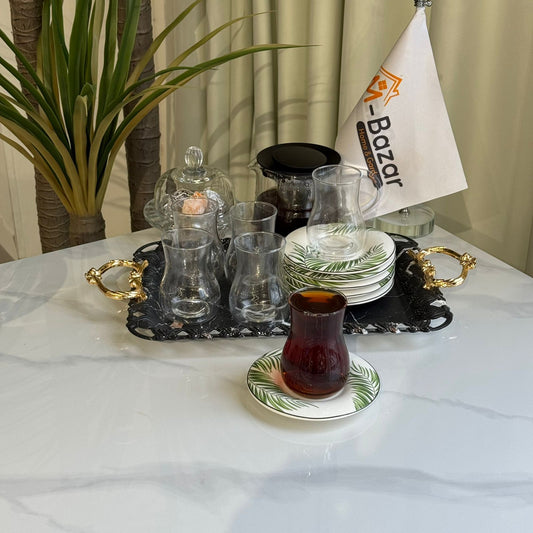 طقم أكواب شاي كلاسيكية مع صحون