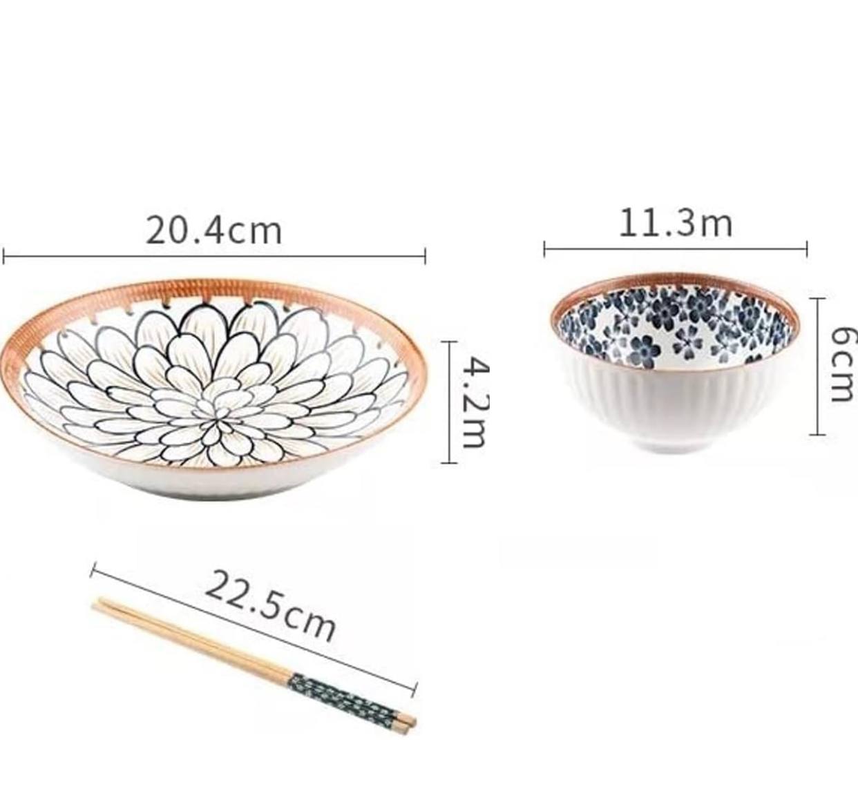 3-Pack Japanese Style Ceramic Bowls